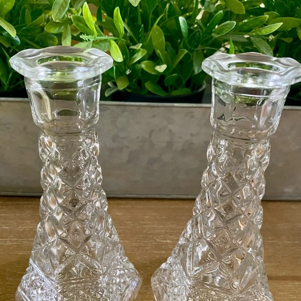 Wexford by Anchor Hocking Glass Bud Vases Pair